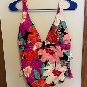 NWT La Blanca Swim Top, Size 12, Floral Print